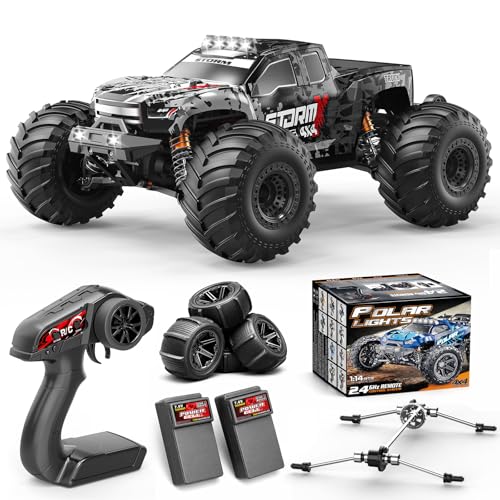 Womaqu Ferngesteuertes Auto All-Terrain 1:14,4WD Offroad RC Monstertruck mit 40 km/h, mit 2 wiederaufladbaren 1300mAh Akkus, 2 Reifensets, RC Auto für Erwachsene & Jungen Geschenk