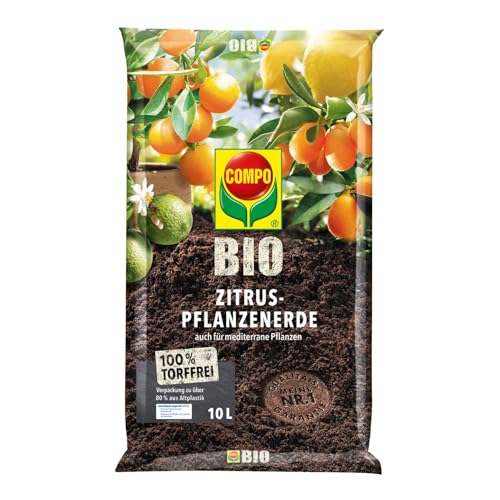 COMPO BIO Zitruspflanzenerde, Erde auch für mediterrane Pflanzen geeignet, Torffrei, 10 Liter, Unzutreffend