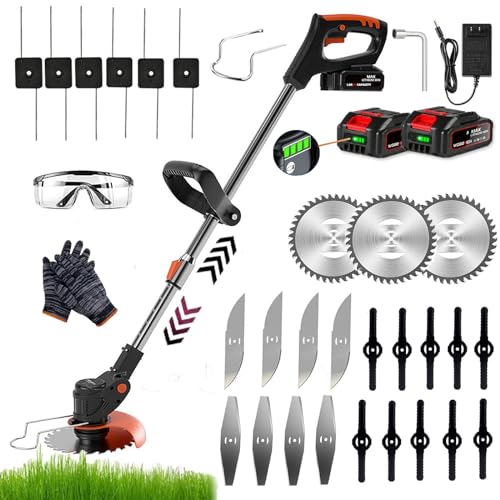 Elektrischer, kabelloser Rasentrimmer, 24 V, Akku-Rasentrimmer, kabellos, mit Akku und 5 Klingentypen, für Gartenschnitt, Strauchrasen (Stil 2)
