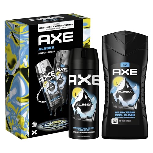 Axe Geschenkset Alaska Pflegeset mit Bodyspray und Duschgel (150 ml + 250 ml)