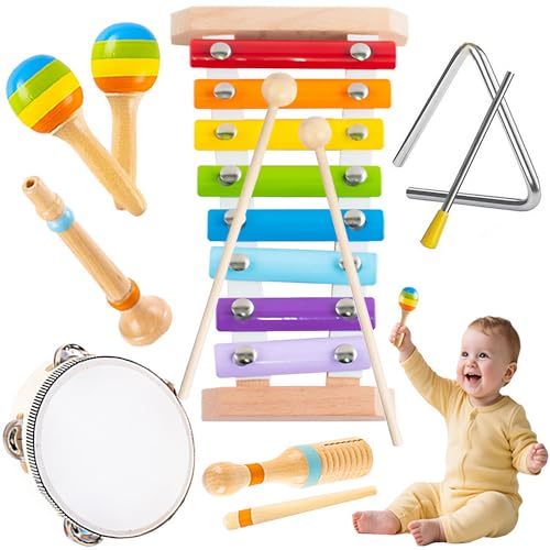 Spielzeug ab 1 Jahr,Montessori Spielzeug ab 1 2 3 4 5 Jahr Musikinstrumente für Baby Spielzeug Geschenk Musik Kinderspielzeug ab 1-5 Jahre MäDchen Junge Holzspielzeug Musik Set Geburtstag für Kinder