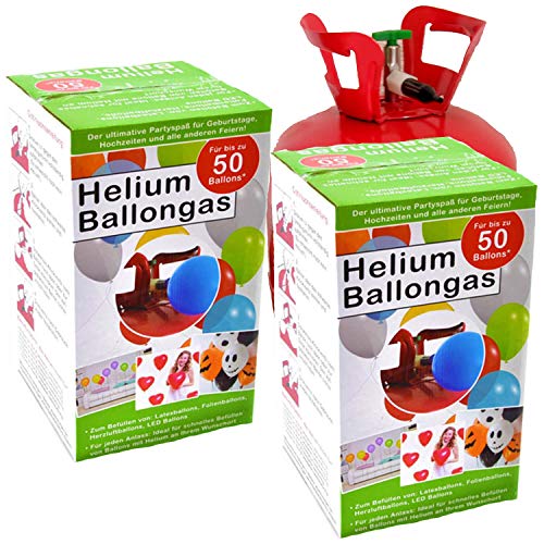 2x Helium-flasche für ca. 100 Luftballons Folienballons Ballongas 360 Liter (0,36 m³)