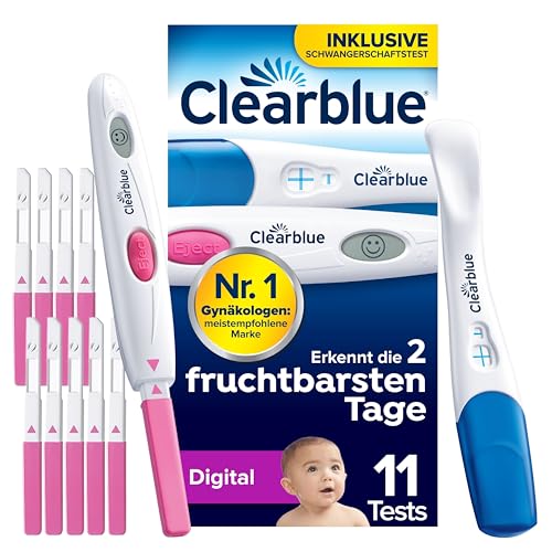 Clearblue Ovulationstest Digital und Schwangerschaftstest - Finde deine 2 Tage mit maximaler Fruchtbarkeit, 10 + 1, Teste die KOSTENLOSE Zyklus-Tracker-App