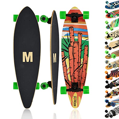 MAXOfit Longboard Cartoon No. 5 - kompaktes Cruiser Board mit robustem Deck und mittelweichen Rollen - TopMount Achsen für hohe Wendigkeit - besonders Cooles Design