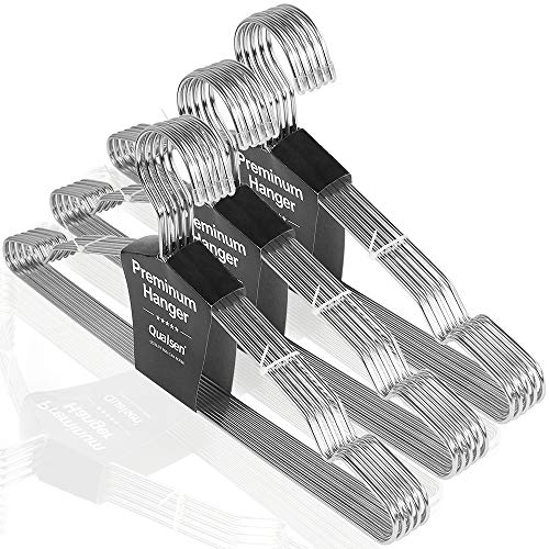 Qualsen Kleiderbügel Metall mit Rutschfester Nut, Silber 30 Stück, 42 cm