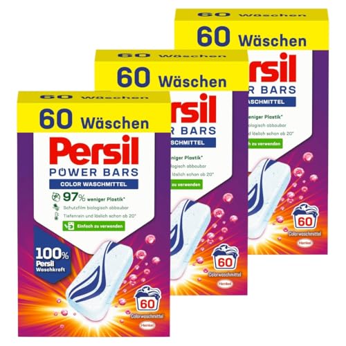 Persil Power Bars Color Waschmittel 180 Waschladungen, vordosiertes Vollwaschmittel in nachhaltiger Verpackung, für hygienisch reine Wäsche bereits ab 20° C