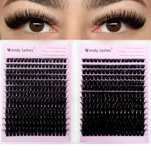 Wimpern Extensions 594PCS 80D+100D Cluster Lashes Natürlicher Wimpern Einzeln D-Curl MIX10-18mm Lash Extension Set,Volume Eyelashes-Cluster DIY Wimpernverlängerungen Für Anfänger(80D+100D-0.07D1018)