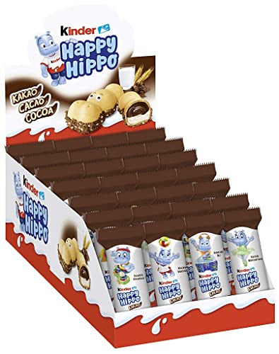kinder Happy Hippo Kakao – Knusprige Waffelspezialität mit Milch- und Kakaocreme – 1 Packung mit je 28 Einzelriegeln à 20,7g