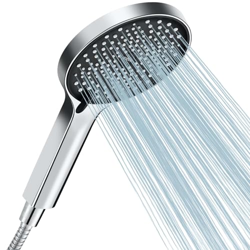 Cobbe Set mit großem Duschkopf, Handbrause mit Schlauch, Hochdruck-Handbrause, wassersparend mit 3 Auslassmodi, Chrom