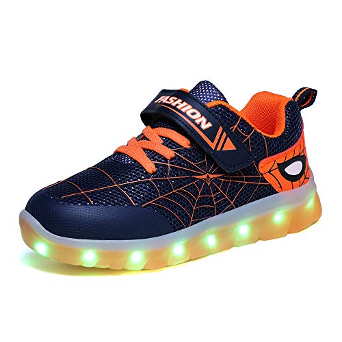 Kauson Unisex Kinder LED Schuhe 7 Farbe USB Aufladen LED Leuchtend Outdoor Sportschuhe Low Top Atmungsaktives Ultraleicht Wasserdicht Laufschuhe Gymnastik Turnschuhe Blinken Sneaker Für Jungen Mädchen