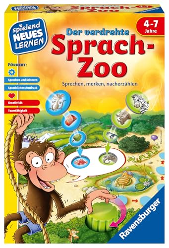 Ravensburger 24945 - Der verdrehte Sprach-Zoo - Spielen und Lernen für Kinder, Lernspiel für Kinder von 4-7 Jahren, Spielend Neues Lernen für 2-4 Spieler