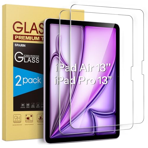 SPARIN Panzer Schutz Glas für iPad Air 13 Zoll (2026 M4/2025 M3/2024 M2) und iPad Pro 13 Zoll M5 2025/M4 2024, 2 Stück Schutzfolie für iPad 13