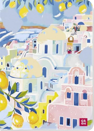 Notizheft Sonne Italien: Notizbuch im DIN A6-Format mit 48 Seiten, Punkteraster und einem flexiblen Einband mit edlem Strukturfinish sowie runden Ecken