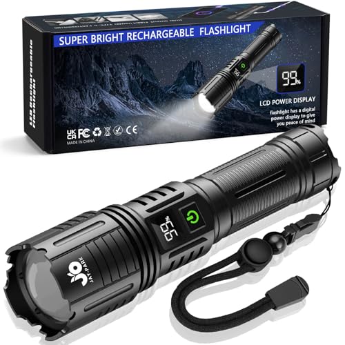 JAY-PARK Taschenlampe LED Aufladbar 1000000 LM, 5000 mAh Akku, Wasserdicht