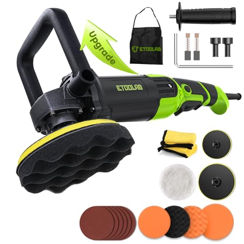ETOOLAB Upgrade Auto Poliermaschine [2025 Verbessert] 1300W, 7 Variable Geschwindigkeit, 22 tlg, Poliermaschine Set mit 152/178mm Polierpad, für Auto Boot KFZ