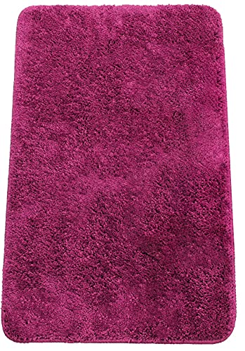 Brandsseller Badezimmerteppich 60x90 cm Badvorleger Badematte Badteppich rechteckig Chenille rutschfest saugstark maschinenwaschbar - Beere