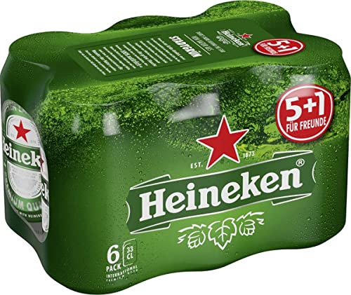 Heineken Pils Bier (6 x 0,33 l Dosen) - Dosenbier im Multipack, 5% Alkoholgehalt, 100% natürliche Zutaten, erfrischend milder Geschmack (Verpackungen können variieren)