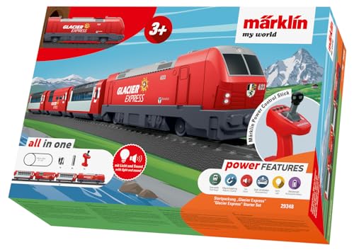Märklin My World 29348 - Startpackung Glacier Express, akkubetrieben, mit USB Ladekabel und Magnetkupplungen, H0
