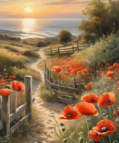 MBYAUYN Malen Nach Zahlen Erwachsene Landschaft, Paint by Numbers Adult Leinwand Kit, DIY Handgemalt öLgemäLde mit 3 Pinseln und Acrylfarbe (40x50 Cm)