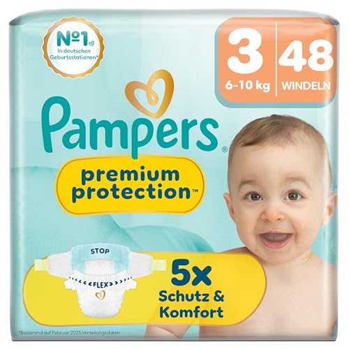 Pampers Premium Protection Größe 3, 48 Windeln, 6kg-10kg, unser Nr. 1 Haut- und Auslaufschutz