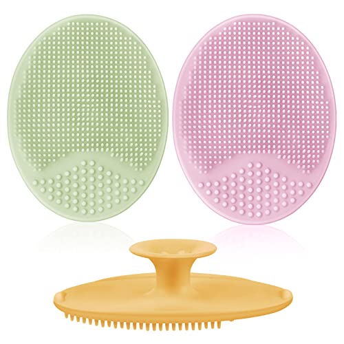 Aolso Silikon Baby-Badebürste, 3 Stück Baby-Kopfhaut-Massagebürste, Silikon Gesicht Scrubber, Peeling-Bürste, Manuelle Gesichtsreinigungsbürste für Neugeborene & Kleinkinder