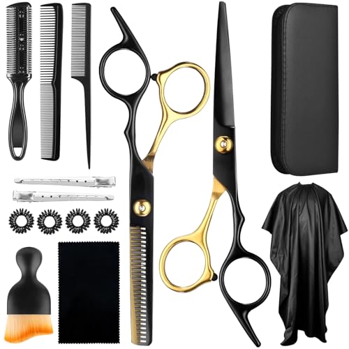 Friseurschere Haarschere Set Haarschneideschere Profi Friseurscheren 6,7 Zoll Effilierschere Friseur Haarschneide Set für Damen Herren Haustiere Familie Friseursalon 15 Stück