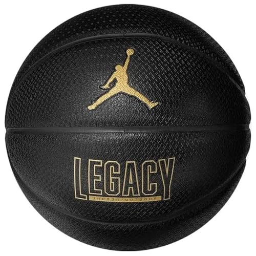 Nike Jordan Legacy 2.0 Basketball 8P – Indoor Outdoor Performance Basketball – Trainingsball – Deflated geliefert, Black/Black/Black/Metallic Gold, 7
