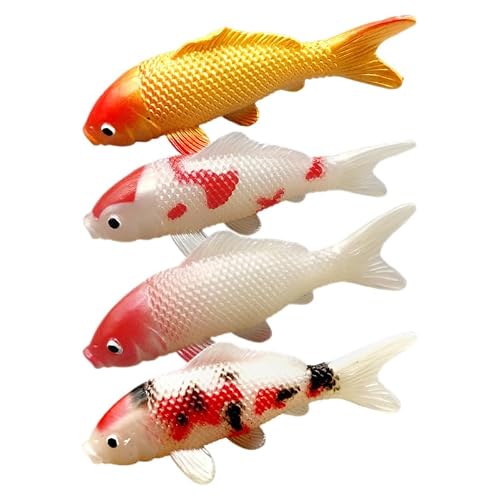 Homoyoyo 4 Stück Koi Fish Figures Realistic Aquarium Decoration: Künstliche Koi-Karpfen Und Goldfische Deko Für Teich Und Aquarium Ideal Als Landschaftsdekoration Und Fotografie Requisite