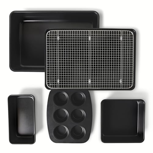 Amazon Basics Antihaft-Backformen 6-Teiliges Set, Stapelbar, Spülmaschinen- und Ofenfest