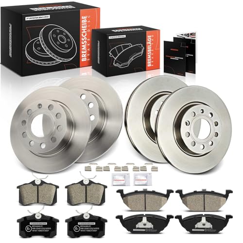 Frankberg Bremsensatz inkl. 4x Bremsscheiben + 8x Bremsbeläge Vorne Hinten Kompatibel mit A3 8P1 Leon 1P1 A3 Sportback 8PA Golf Plus 521 5M1 Yeti 5L Replace# 1E0698451,JZW698151