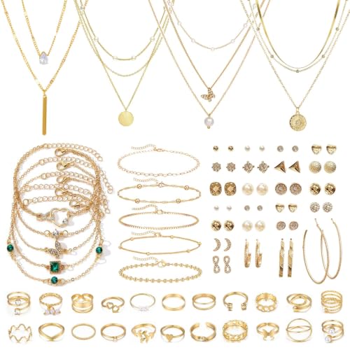 ZXTGBQ Schmuck Gold, Schmucksets für Damen, Goldschmuck Damen, Modeschmuck Schmuckset Gold, Schmucksets Goldschmucksets für Frauen, Schmuck Set für Geschenke Geburtstags Valentinstag