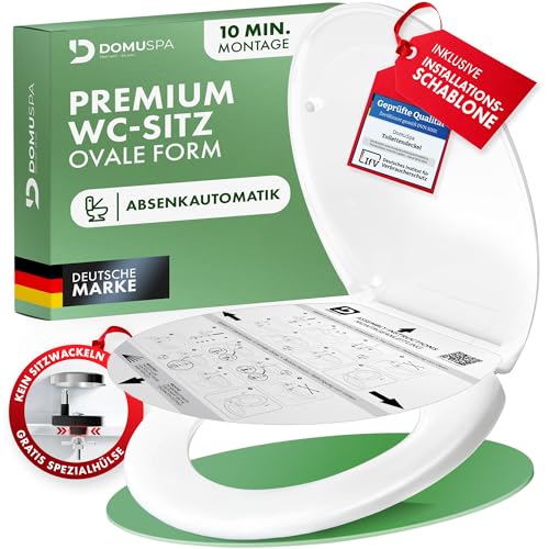 DomuSPA Toilettendeckel - WC Sitz mit Absenkautomatik - antibakterieller Toilettensitz mit Quick-Release Funktion - Toilettendeckel oval - Toilettendeckel mit Absenkautomatik - Klodeckel