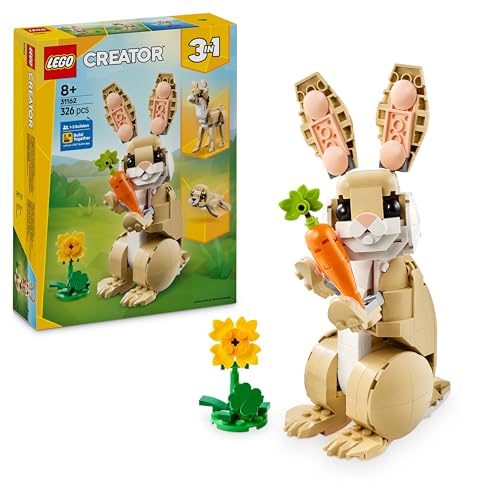LEGO Creator 3in1 Häschen - Tierfigur umbaubar in EIN Lama oder eine Robbe – Spielset mit Minifiguren - Kreatives Spielzeug für Mädchen und Jungen ab 8 Jahren – Kinder Geschenk zum Bauen 31162