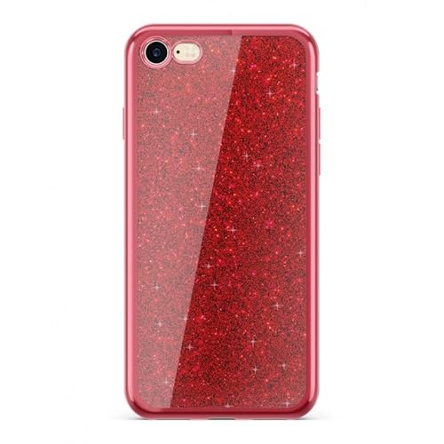 Modische Hülle mit Glitzereinsatz und Seiten in Rot Samsung S7 Edge/ G935