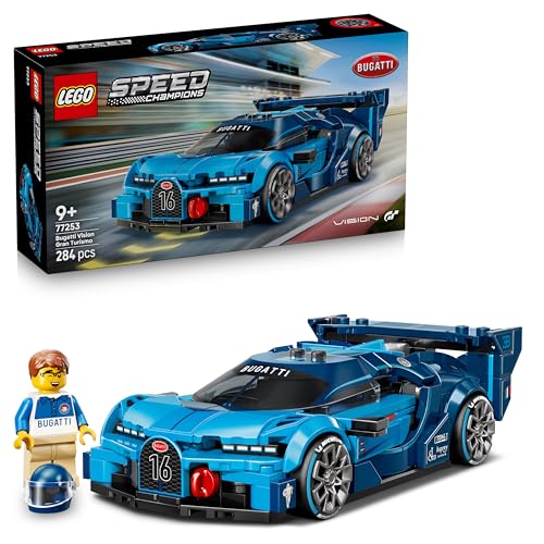 LEGO Speed Champions Bugatti Vision Gran Turismo Hypersportwagen - Modellbau mit sammelbarer Fahrer Minifigur - Gaming Geschenkidee für Jungen ab 9 Jahren und Motorsportfans - 77253