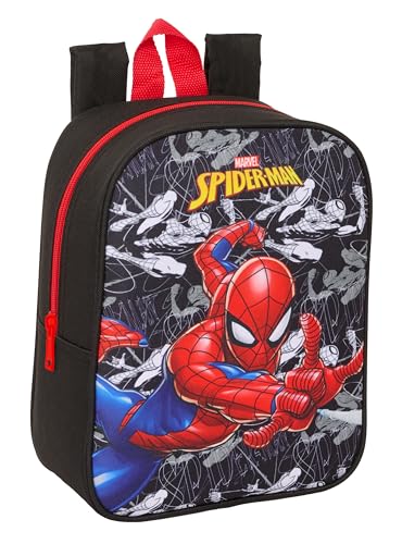 Spider-Man Kinderrucksack, Kinderrucksack, Schulrucksack, anpassbar an den Kinderwagen, bequem und vielseitig, Qualität und Widerstandsfähigkeit, 22 x 10 x 27 cm