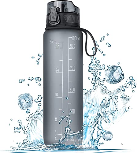 FULDENT Trinkflasche 1L Sport Wasserflasche [BPA Frei] Trinkflasche mit rutschfest Gummi Grip Geeignet für Die Fahrrad,Outdoor,Schule,Gym