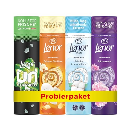 Lenor Wäscheparfüm Probierpaket (Unstoppables, Goldene Orchidee, Light und Blütentraum in jeweils 275g)