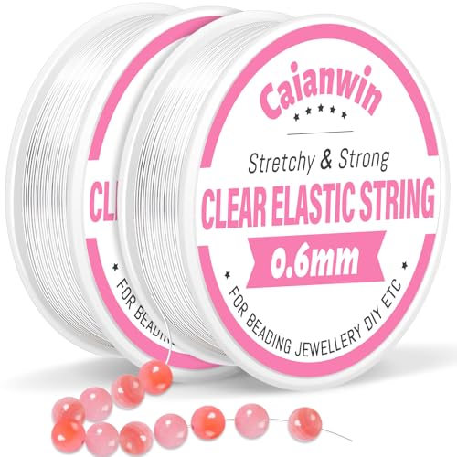 Caianwin-0.6mm/100M Perlen Faden für Armbände, Elastische Schmuckfaden