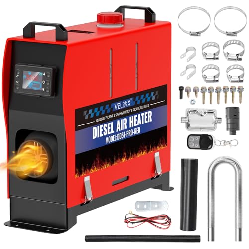 VELPAX Air Diesel Heater Auxiliary Heater, 8 kW 12 V Diesel Air Heater, All in One, LCD Switch Display 12 V, Portable Diesel Heater for Trucks, Quick Heating Buses, etc., RV Boats