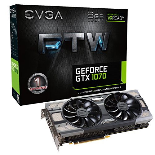 EVGA GeForce GTX 1070 FTW Gaming ACX 3.0, 8GB GDDR5, RGB LED, 10CM FAN, 10 Power Phases, Double BIOS, DX12 OSD Support (PXOC) Grafikkarte 08G-P4-6276-KR
