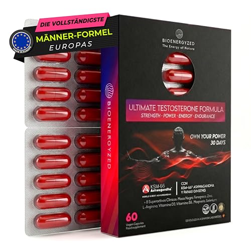BioEnergyzed Testosteron 2300 mg – KSM-66 Ashwagandha, Maca, Zink, vegan
