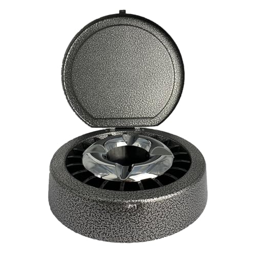 Aschenbecher Rauchfrei Windaschenbecher mit Deckel Chrom 13cm