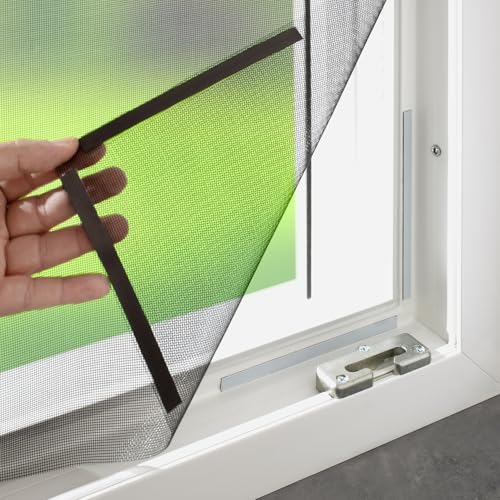 empasa Magnet Fliegengitter Fenster DELUXE mit professioneller Magnet-Klick-Befestigung, Insektenschutz ohne Bohren, Magnetfenster, kürzbar, Größe:100 x 120 cm, Gewebeauswahl:Fliegengitter
