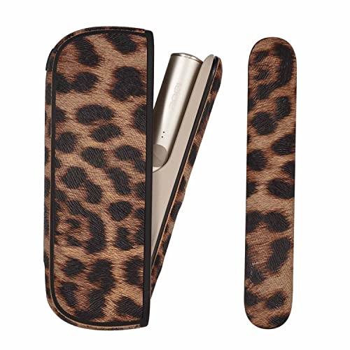 YiTenn Schutzhülle+Seitendeckel 2-in-1 Set Case Hülle für iqos iluma/ILUMA i , TPU+PU leder material Zubehör (C-Leopard braun)