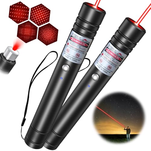 LETEAPII Rotlicht-Taschenlampe, Langstrecken-USB-wiederaufladbarer taktischer Strahl mit Sternkappe, verstellbarer Effekt für Outdoor-Reisen, Präsentationen, TV/LED/LCD-Bildschirme und