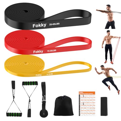 Fokky Fitnessbänder, Resistance Bands Set, Widerstandsbänder Fitnessband mit Türanker, Schutzpad und 2*Griffen, Gymnastikband für Krafttraining, Yoga, Pilates, Muskelaufbau