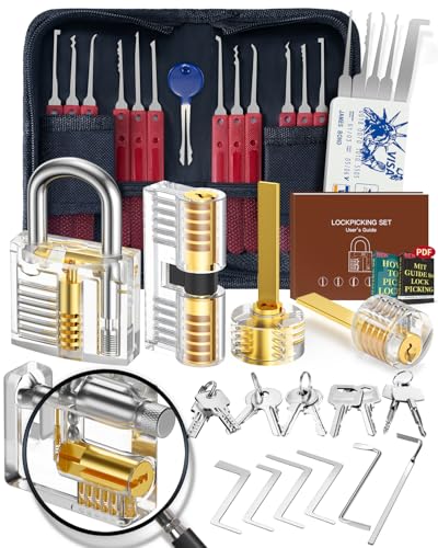 Eventronic 37+5 Stück Lockpicking Set, [2026 Neueste Pioneer Edition & Neues Freischaltungserlebnis] Dietrich Set mit 5 Transparente Schlösser, Handbuch für Anfänger & Profis Schlosser
