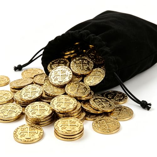 VIDSTW 35 Stück Goldmünzen Piratenschatz Set Legierung Piraten Goldmünzen
