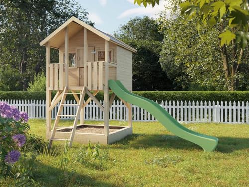 Prestige Garden Stelzenhaus Big House KDI | 202,9x281,5x323 cm | Kesseldruckimprägniert | Mit Sandkasten, Veranda & Balkon | 150 cm Podest | Kinder Outdoor Spielhaus